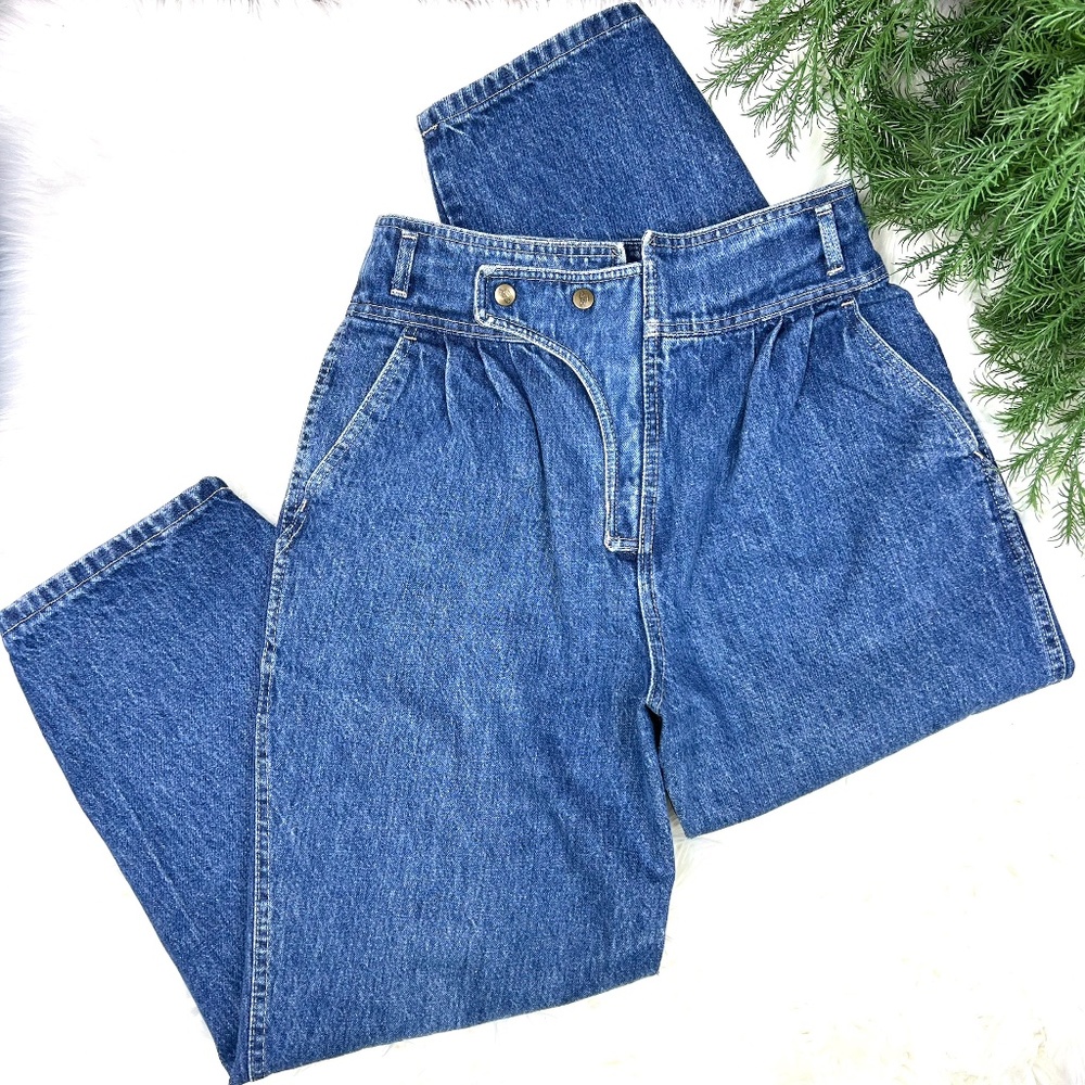 VINTAGE 70/80s |•BONJOUR•| Super High Waisted Pleated Mom Jean Sz 14 VTG Size
